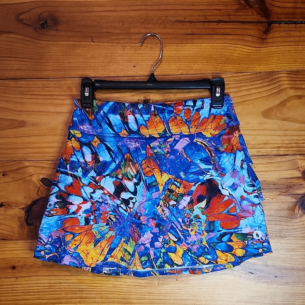 Vibrant Blue & Orange Printed Women's Tennis/Golf Skirt